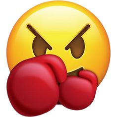 an emoticive smiley face with boxing gloves on it's chest and eyes