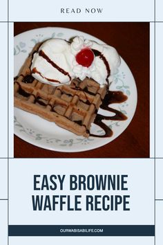 A scrumptious Easy Brownie Waffle serving, showcasing its rich chocolate texture and topped with whipped cream and berries. This pin captures the perfect treat for any chocolate lover, representing an easy dessert idea that is sure to impress anyone at breakfast or dessert time. Brownie Waffle Recipe, Brownie Waffles, Homemade Brownie, Waffles Easy, Dessert Breakfast, Waffle Recipe, Homemade Brownies, Favorite Dessert, Fun Treats