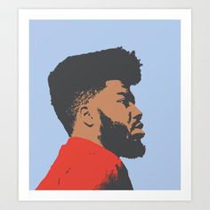 an image of a man with a beard on a blue background art print by artist unknown