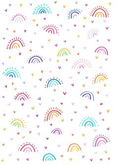 a white background with rainbows and hearts