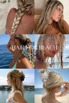 Hair styles for the summer, claw clip, braid, pony, bun, wavy, wet hair styles ,summer, beach Long Hair, The Beach, Braids, Hairstyles, Hair, Plaits