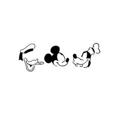 three mickey mouses are flying in the air with their heads down and one is upside down