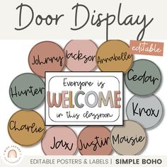 DOOR DISPLAY | SIMPLE BOHO - Miss Jacobs Little Learners Boho Colour Palette, Vintage Classroom Decor, Classroom Door Displays, Boho Classroom Decor, Door Signage, Vintage Boho Decor, Boho Classroom, English Posters, Classroom Decor Bundle