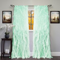 Chic Sheer Voile Ruffled Window Curtain 2-Pack Mint 84X100 Rideaux Shabby Chic, Baños Shabby Chic, Cocina Shabby Chic, Set Construction, Head Boards, Ruffle Pattern, Estilo Shabby Chic, Shabby Chic Curtains, Shabby Chic Room