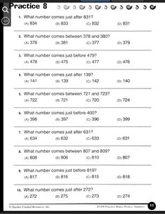 the worksheet for numbers that are missing