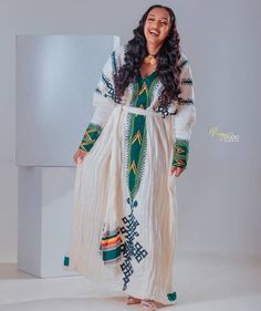 Gorgeous green Gonder traditional habesha dress. Fabric is hand woven menen with Tilfi made to your satisfaction ,specialy For your particular events. #Please leave your phone number for delivery purpose Habesha Dress, Ethiopian Dress, Habesha Kemis, Traditional Clothes, Traditional Dress, Ethiopia, Dress Clothes For Women, Traditional Dresses, Traditional Outfits