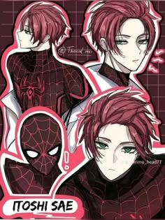 spider - man with red hair and green eyes