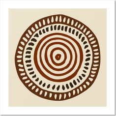 a brown and white circular design on a beige background