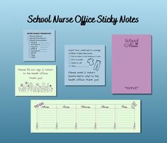 the school nurse office sticky notes are lined up and ready to be used as reminders