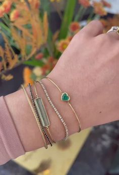 Emerald Heart Bangle – YI COLLECTION Green Emerald, Free Giveaway, Emerald Green, Emerald, Modern Design, Comfort Fit, Bangles, Everyday Wear, Fine Jewelry