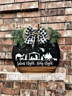 Nativity Door Hanger Wooden, Silent Night Door Hanger, Nativity Scene Door Hanger, Round Christmas Door Hangers, Trending Door Hangers, Christmas Door Sign Ideas, Boho Christmas Door Hanger, Farmhouse Christmas Door Hangers, Nativity Door Hanger