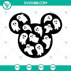 mickey mouse heads with ghost faces on them in the shape of halloween pumpkins svg file