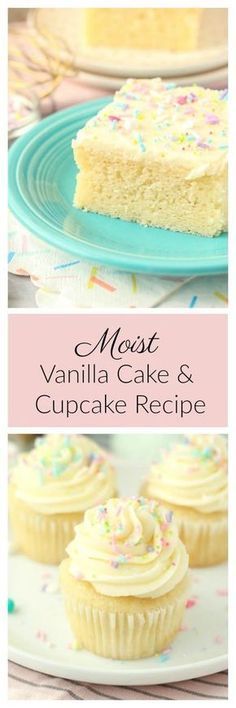 vanilla cake and cupcake recipe on a plate