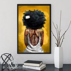 a painting of a woman with tattoos on her head