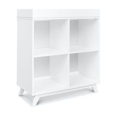 a white bookcase with three shelves on each side