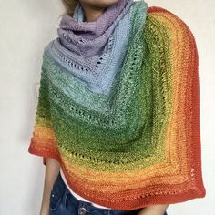 Multicolor One-size Shawl For Gift, One Size Multicolor Shawl For Gift, One Size Multicolor Shawl Gift, Handmade Shawl In One Size - Perfect For Gifts, Handmade Multicolor One-size Shawl, Multicolor Knitted Shawl, Hand Knitted Multicolor Yarn Shawl, Bohemian Hand Knitted Shawl As Gift, Multicolor Hand Knitted Shawl One Size