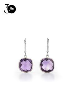 Purple Cushion Amethyst Sterling Silver Earrings 11ctw Classic Purple Drop Earrings, Classic Purple Gemstone Earrings, Elegant Purple Jewelry With Ear Wire, Classic Amethyst Drop Earrings, Classic Amethyst Drop Earrings Jewelry, Formal Purple Earrings, Classic Purple Jewelry With Matching Earrings, Purple Cushion, Purple Cushions