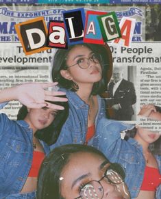 a magazine cover with two women on the front and one woman in the back wearing glasses