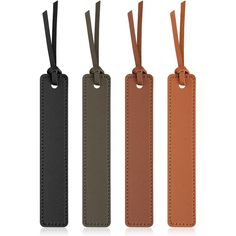 three leather luggage tags in different colors