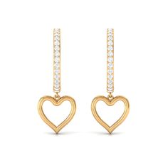 Product Details These minimalist and stylish Heart Drop Hoop Earrings are a perfect gift for your special lady. The earrings feature a sparkling brilliant round diamond engraved in the hoop, with an open heart dangled from the shimmering hoop. These earrings are crafted in Gold, and they make a beautiful gift that will be cherished. Product Information SKU SHP-EARRINGS032012589 Length 27.5 mm Width 10 mm Weight 3.60 gm (Approximate) DIAMOND INFORMATION No.of Stones 32 Pieces Total Weight 0.40 Ca Hoop Drop Earrings, Drop Hoop Earrings, Heart Hoop Earrings, Moissanite Earrings, Heart Shaped Diamond, Signature Jewelry, Earrings In Gold, Round Moissanite, Timeless Jewelry