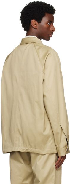 Cotton drill jacket. Hand-stitched tatreez embroidery throughout. · Spread collar · Zip closure · Zip pocket at chest · Welt pockets · Raglan sleeves · Single-button barrel cuffs · Full viscose twill lining Supplier color: Beige Welt Pocket, Raglan Sleeve, Top Brands, Hand Stitching, Zip Pockets, Women Wear, Collar