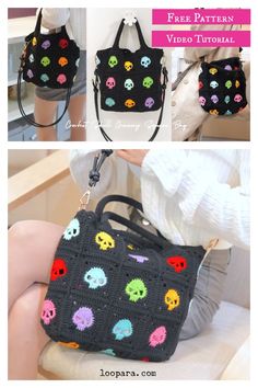 a handbag with skulls on it is shown