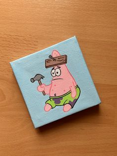 Patrick star spongebob squarepants mini acrylic painting on canvas Mini Canvas Art Spongebob, Easy Painting Ideas On Canvas Spongebob, Simple Spongebob Paintings, Mini Spongebob Painting, Spongebob Aesthetic Painting, Spongebob Painting Funny, Spongebob And Patrick Canvas Painting, Animated Painting Ideas, Patrick Star Painting Canvas