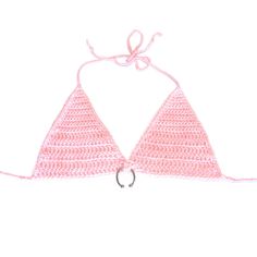 Adjustable Ties Handmade to order. Please allow up to 14 days before shipment. Horseshoe Piercing, Contemporary Knitwear, Hair Earrings, Crochet Triangle, Pink Crochet, Knitwear Fashion, Edgy Look, Bra Top, Hats Vintage