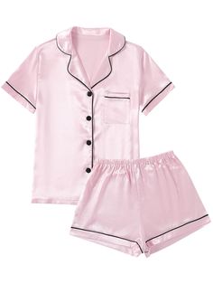 Bride Pajamas, Baby Pink Top, Satin Pajamas Set, Bride Pajama, Shorts Pajamas, Pjs Set, Pajama Short, Silk Pajamas Women, Cute Pjs