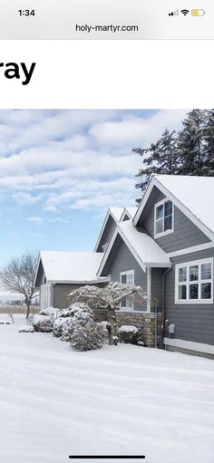 an image of a home in the snow with text overlaying it that reads, holiday