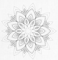 a black and white drawing of a flower on a piece of paper with lines in the middle