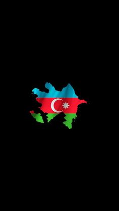 the flag of turkey is shown on a black background with green, red and blue colors