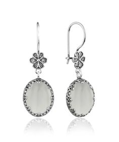 "Looking for a unique and elegant addition to your jewelry collection? These Filigree Art 925 Sterling Silver Women Dangle Drop Earrings are just what you need.  Handmade with the finest solid silver and Mother of Pearl gemstones, these chandelier earrings are sure to catch the eye of anyone who sees them. Whether you're dressing up for a special occasion or just adding a touch of sophistication to your everyday look, these earrings are a perfect choice. So why wait? Treat yourself or someone special to these stunning earrings today! The gemstones are 12x16 mm double-side faceted or cabochon oval cut. The length of the earrings is 1.70\" / 4.30 cm and the width is 0.60\" / 1.50 cm. Rose quartz is often associated with love and is believed to be a powerful stone for healing emotional wounds Elegant Oval Sterling Silver Earrings, Elegant Sterling Silver Chandelier Earrings With Gemstones, White Oval Sterling Silver Earrings, White Sterling Silver Oval Earrings, Oval Sterling Silver Earrings Fine Jewelry, Fine Jewelry Oval Sterling Silver Earrings, Elegant Silver Oval Chandelier Earrings, Elegant Hallmarked Chandelier Earrings, Sterling Silver Hallmarked Chandelier Earrings