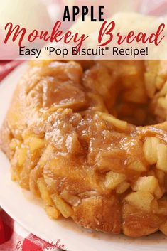 an apple monkey bread on a white plate