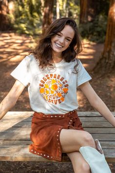 California Poppy Love Routine Tee Organic Cotton Short Sleeve Graphic Tee, Peach Graphic Tee Short Sleeve, California Tshirts, Theme Park Graphic Print Crew Neck T-shirt, Vintage Graphic Tees, California Shirt, Graphic Tees Vintage, California Poppy, Vintage Graphic