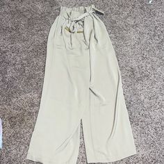 These Have A Stretchy Back And A Button And Clasp Front, With An Attached Beltbrand New! Smoke Free Home! Khaki Wide Leg Bottoms With Buttons, Chic High Waist Khaki Bottoms, Chic Spring Bottoms By Michael Kors, Chic Michael Kors Spring Bottoms, Spring Khaki Wide Leg Pants With Belt Loops, Khaki Bottoms With Belt Loops For Day Out, High Waist Khaki Bottoms For Day Out, High-waisted Khaki Pants For Day Out, Chic Khaki Bottoms With Button Closure