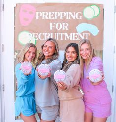 four girls holding up their handmade soaps in front of a sign that says prepping for department