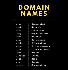 a computer screen with the words'domain names'written in yellow on it