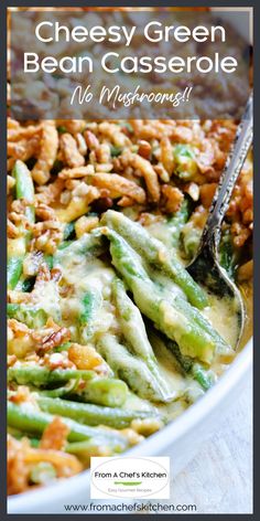 cheesey green bean casserole in a white bowl