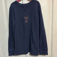 Girls Size 14-16. Never Worn , Great Condition Pink Waffle Knit Winter Tops, Cozy Blue Top With Letter Print, Navy Tops For Winter Loungewear, Casual Cozy Fit Blue Top, Waffle Knit Long Sleeve, Company Shirts, Arizona Jeans, Knit Long Sleeve, Waffle Knit