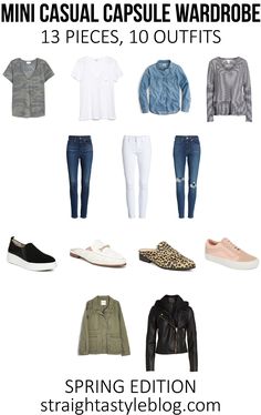 Mini Casual Capsule Wardrobe - How to Mix and Match Your Closet - Straight A Style 10 Piece Wardrobe, Capsule Travel Wardrobe, Mom Capsule Wardrobe, Clothes Capsule, Outfits Capsule Wardrobe, How To Have Style, Casual Capsule Wardrobe, Spring Summer Capsule Wardrobe, Wardrobe Sets