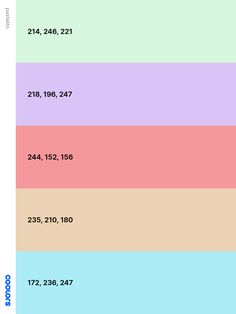 an image of a color chart with numbers and colors on it, including the number of each