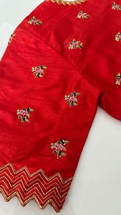 Red Blouse Design, Simple Blouse Designs, Hand Work Blouse, Maggam Work Blouses