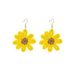 Material: Cloth Fashion Element: Flowers, Little Daisy Style: Cute Summer Yellow Beaded Earrings With Ear Wire, Yellow Beaded Earrings With Ear Wire For Summer, Dangle Earrings For Spring Vacation, Beach Jewelry Spring Drop Earrings, Summer Beach Dangle Hoop Earrings, Spring Vacation Dangle Earrings, Spring Beach Dangle Earrings, Multicolor Summer Earrings, Gold Earrings For Beach Spring Season