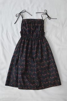 Girls Summer Dress Strawberry Field - Black MAKIE Strawberry Dress Pattern, Strawberry Print Dress, Strawberry Field, Girls Summer Dress, Morrissey, Darling Dress, Girls Dresses Summer, Online Dress Shopping, Peek A Boo