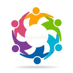 group of people holding hands in the shape of a circle logo royalty illustration on white background