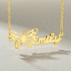 [DESIGN INSIPIRATION]: The butterfly symbolizes freedom and beauty, and is called the "flying flower". The fusion of the butterfly necklace and the name necklace creates a unique and personalized necklace. This butterfly necklace adds an elegant style to women.
[BIRTH MONTH BUTTERFLY]: A different butterfly is designed for each birth month, so pick a beautiful butterfly using your own or the gift recipient's birth month!
[JEWELRY GIFT FOR HER]: In addition to being the incarnation of f Butterfly Necklace For Birthday And Mother's Day, Butterfly Shaped Gold Jewelry For Birthday, Personalized Butterfly Necklaces For Mother's Day, Personalized Butterfly Necklace For Mother's Day, Mother's Day Personalized Butterfly Necklace, Adjustable Butterfly Necklace For Gift, Personalized Gold Butterfly Necklace For Mother's Day, Personalized Adjustable Butterfly Jewelry, Mother's Day Butterfly Necklace