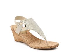 Saw this at DSW! White Wedge Sandals, Shoe Warehouse, Low Wedge Sandals, White Mountain Shoes, Beautiful Sandals, Womens Sandals Wedges, Gold Sandals, White Mountain, Sandals Brands