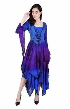 Premium Quality Dark Star Dress Web Lace Cotton String Blue Purple Tie Dye Free Size, Womens Dresses Star Clothing, Dark Dress, Dark Star, Purple Tie Dye, Purple Tie, Black Tie Dye, Cotton String, Dye Free, Lace Corset