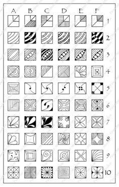 an image of different types of quilting blocks in black and white, with the letters d